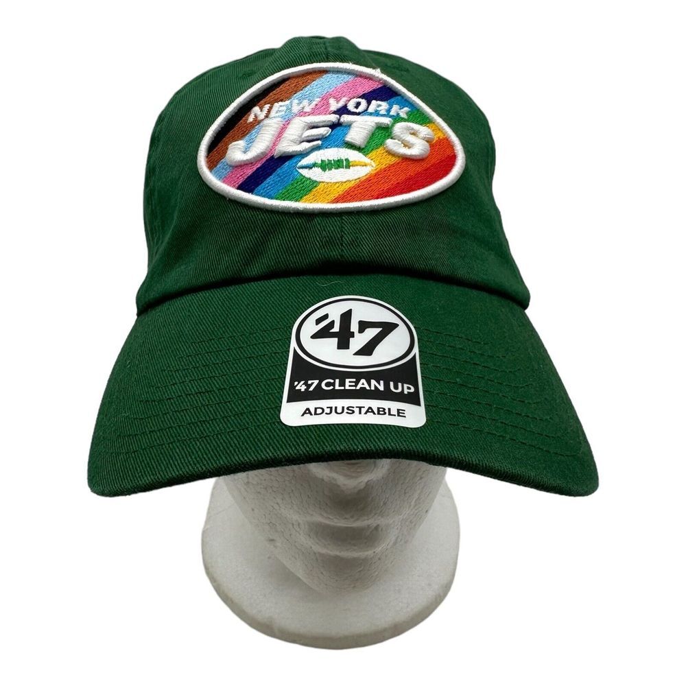 NWT 47 Brand New York Jets Pride Green Clean Up Adjustable Hat Cap